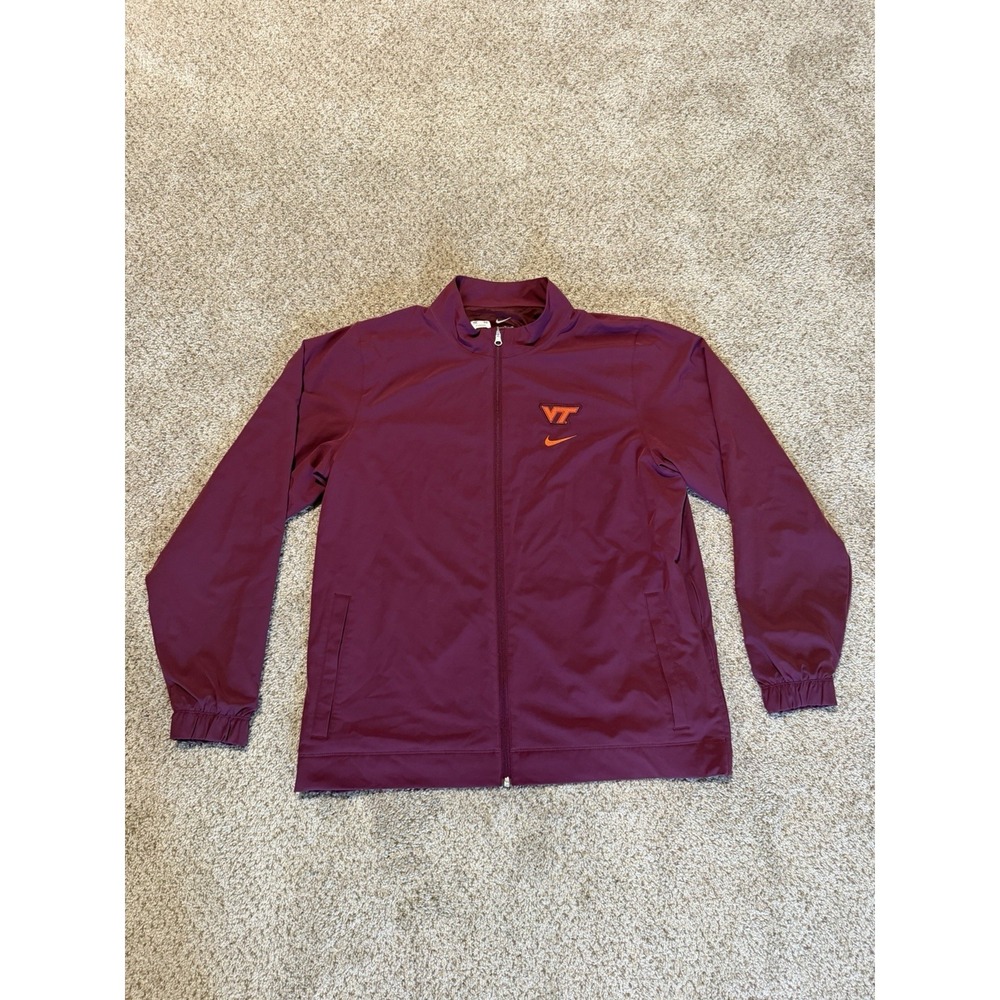 Nike Virgina Tech Hokies Full Zip Windbreaker Mens XL Red Orange Team Issued